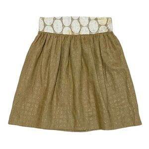 ANTHROPOLOGIE Lauren Moffatt Linen Skirt with Studded Pockets & Silk Lining